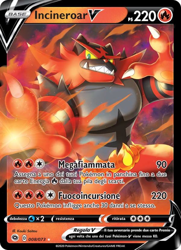 Incineroar V 008/80 — Futuri Campioni (Italian Pokémon TCG card)