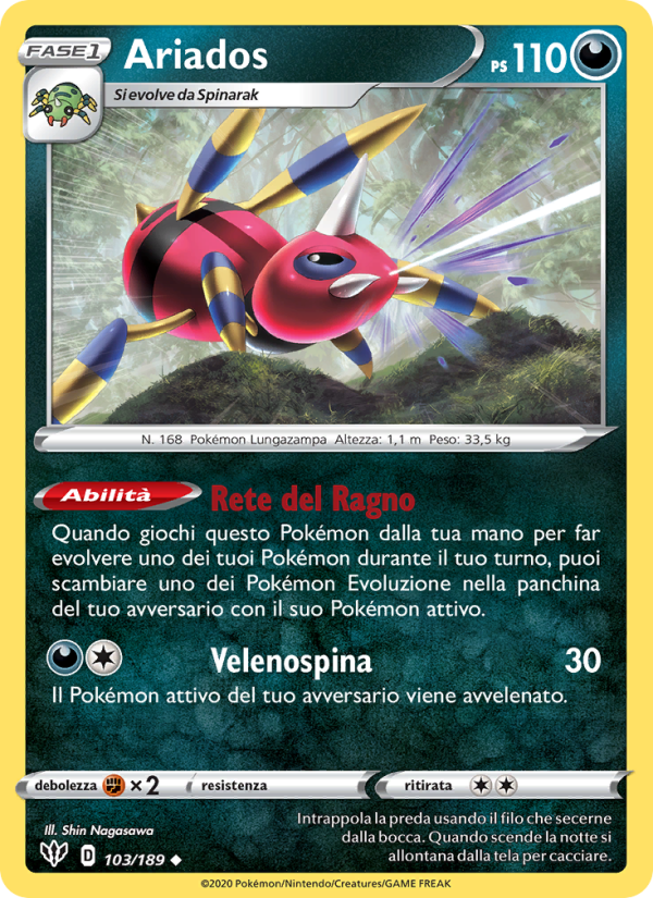 Ariados 103/201 — Fiamme Oscure (Italian Pokémon TCG card)