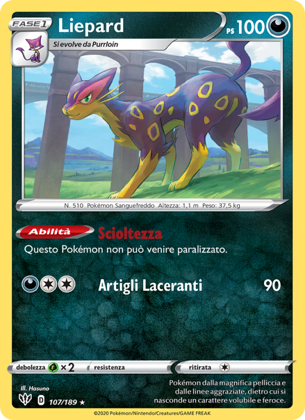 Liepard 107/201 — Fiamme Oscure (Italian Pokémon TCG card)