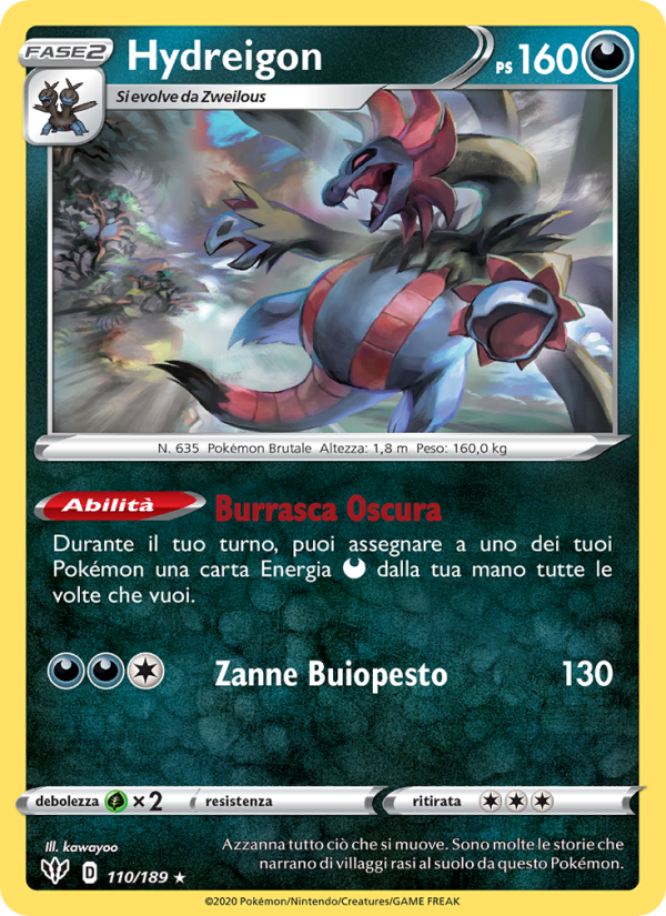 Hydreigon 110/201 — Fiamme Oscure (Italian Pokémon TCG card)