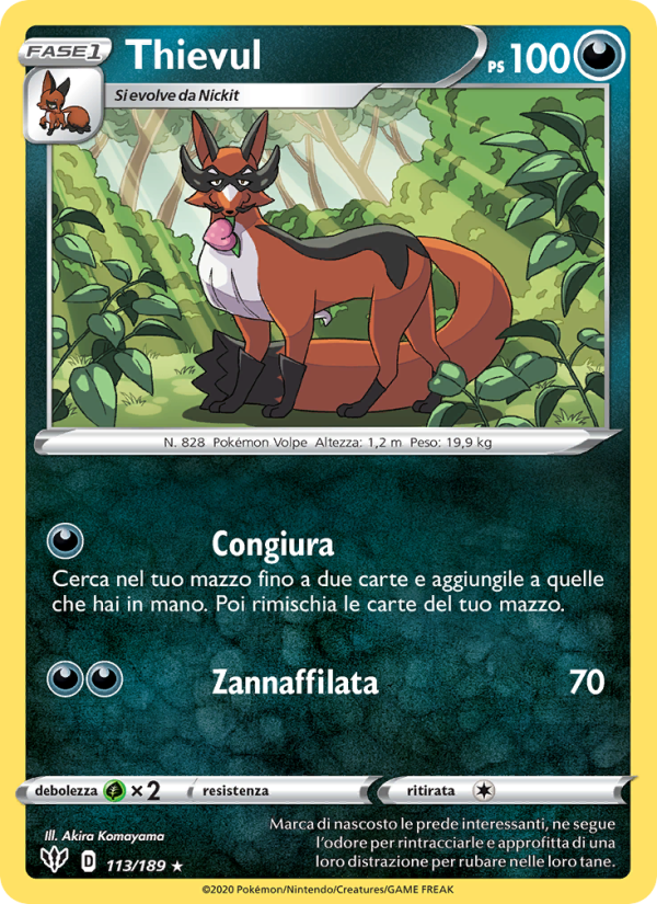 Thievul 113/201 — Fiamme Oscure (Italian Pokémon TCG card)