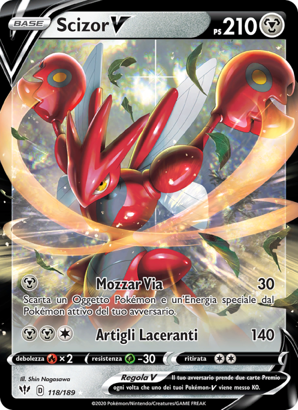 Scizor V 118/201 — Fiamme Oscure (Italian Pokémon TCG card)