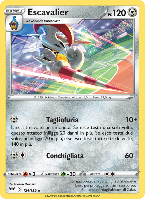 Escavalier 124/201 — Fiamme Oscure (Italian Pokémon TCG card)