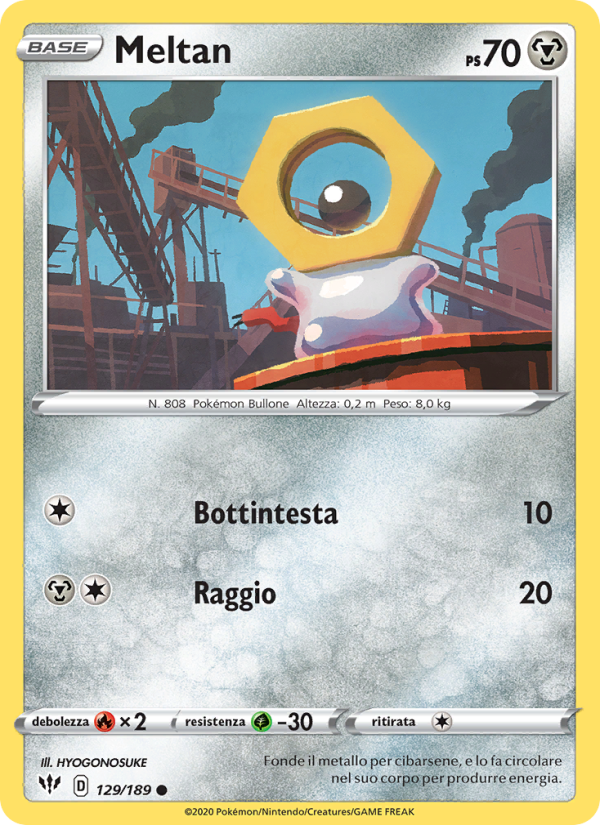Meltan 129/201 — Fiamme Oscure (Italian Pokémon TCG card)