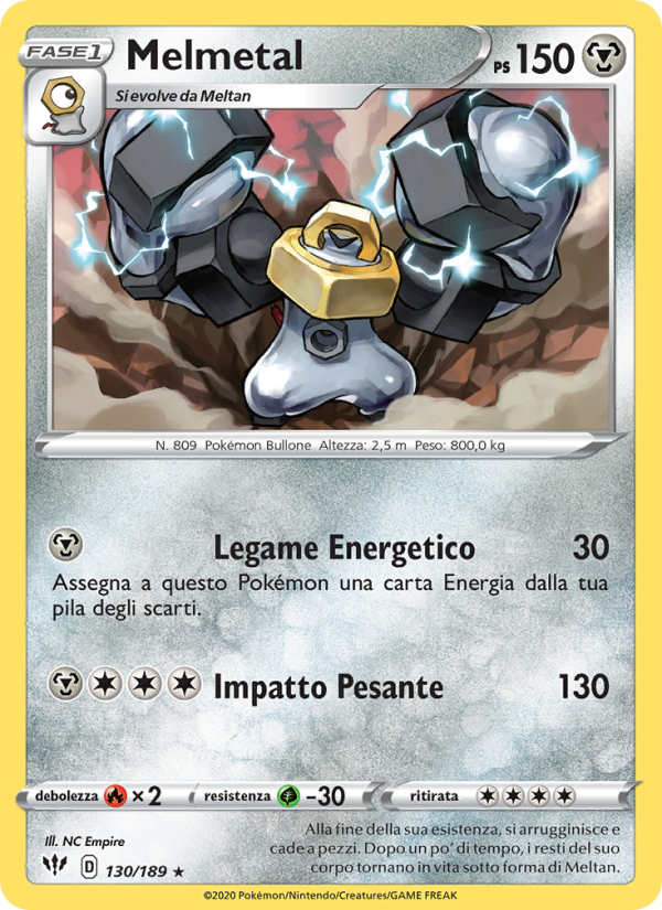 Melmetal 130/201 — Fiamme Oscure (Italian Pokémon TCG card)