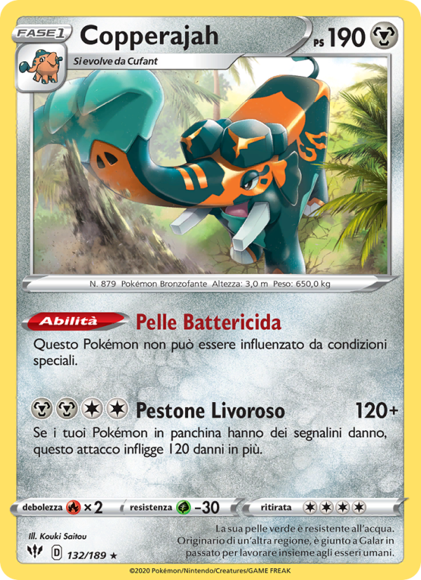 Copperajah 132/201 — Fiamme Oscure (Italian Pokémon TCG card)