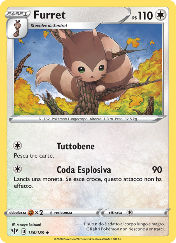 Furret 136/201 — Fiamme Oscure (Italian Pokémon TCG card)