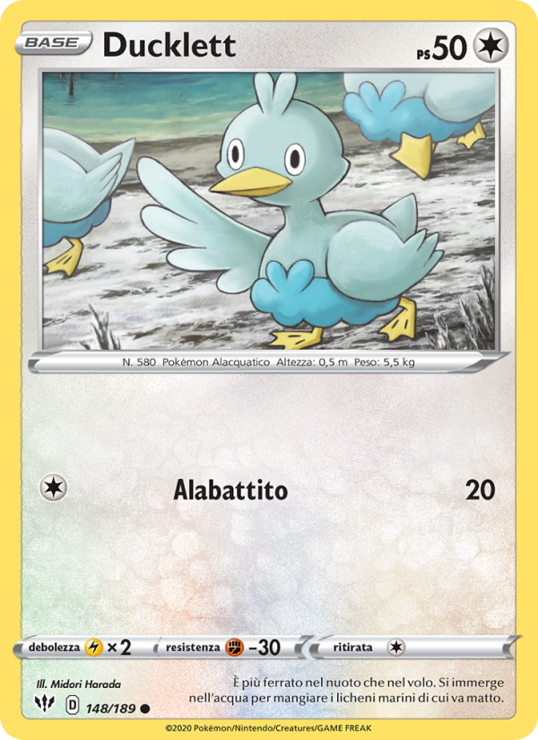 Ducklett 148/201 — Fiamme Oscure (Italian Pokémon TCG card)