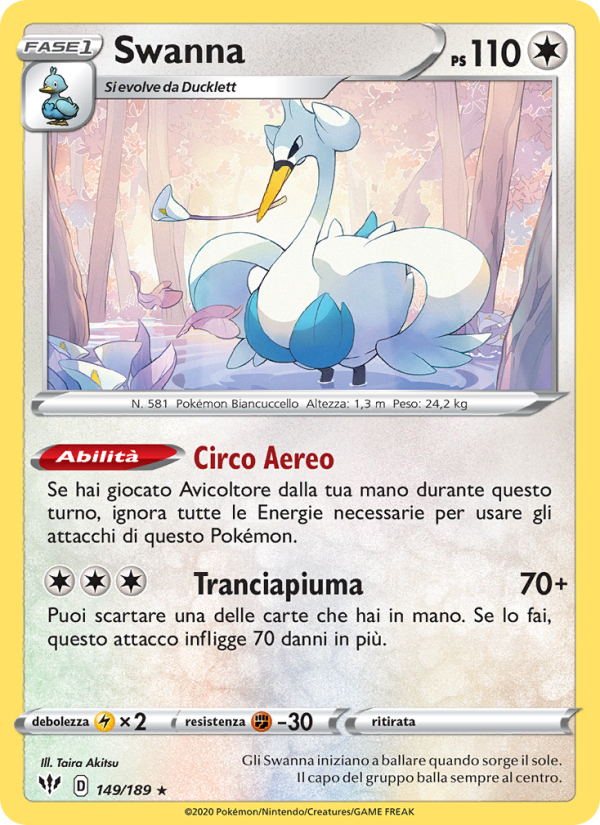 Swanna 149/201 — Fiamme Oscure (Italian Pokémon TCG card)