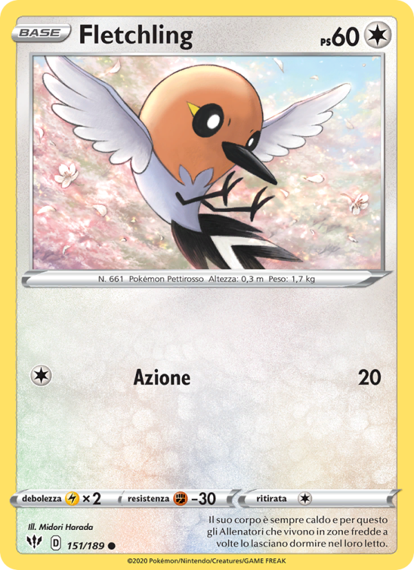 Fletchling 151/201 — Fiamme Oscure (Italian Pokémon TCG card)