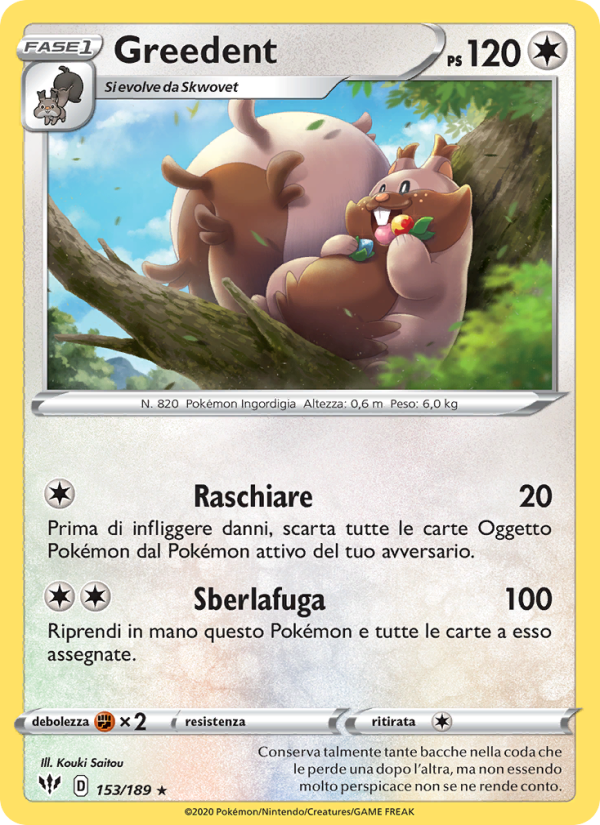 Greedent 153/201 — Fiamme Oscure (Italian Pokémon TCG card)