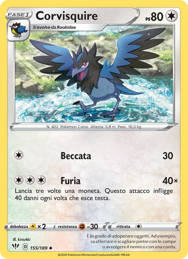 Corvisquire 155/201 — Fiamme Oscure (Italian Pokémon TCG card)