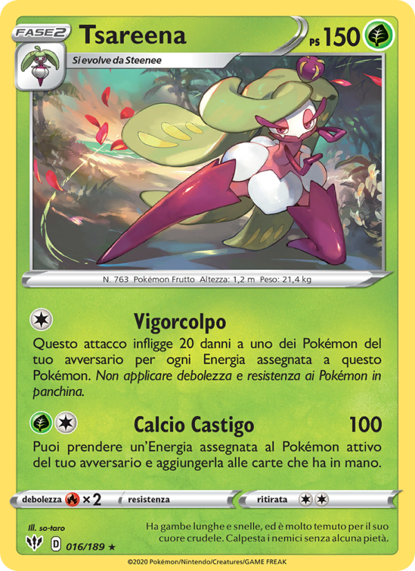 Tsareena 016/201 — Fiamme Oscure (Italian Pokémon TCG card)