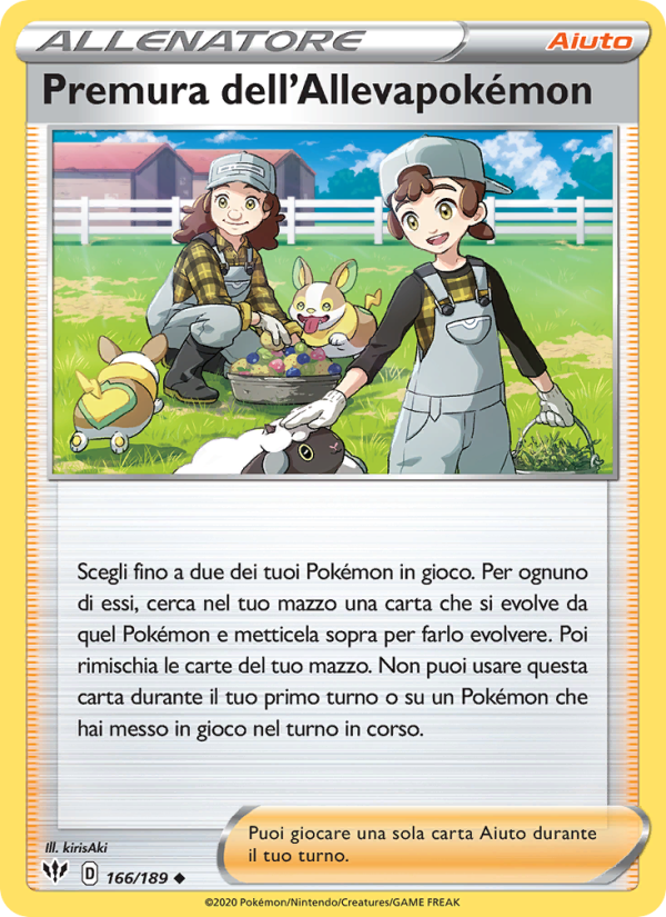 Premura dell'Allevapokémon 166/201 — Fiamme Oscure (Italian Pokémon TCG card)