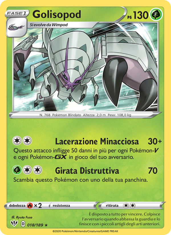 Golisopod 018/201 — Fiamme Oscure (Italian Pokémon TCG card)