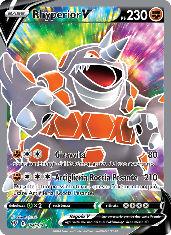 Rhyperior V 181/201 — Fiamme Oscure (Italian Pokémon TCG card)