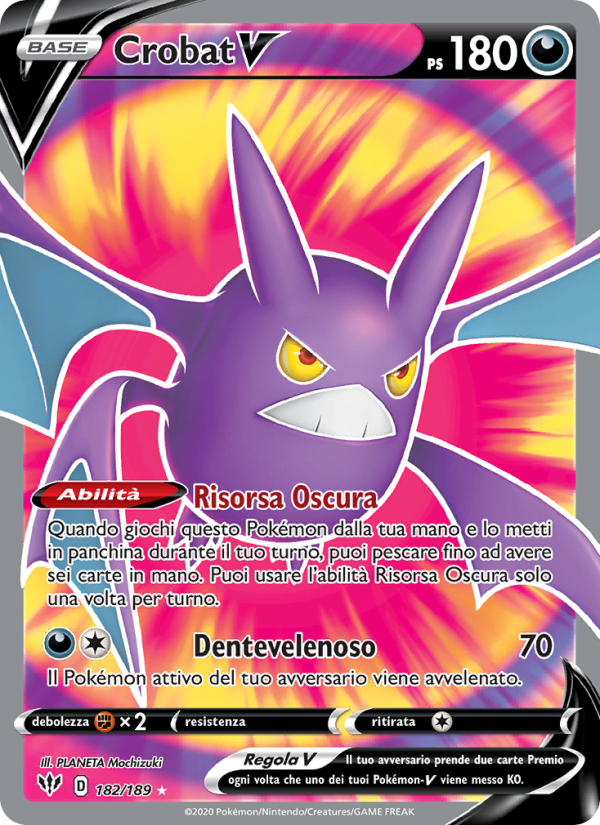 Crobat V 182/201 — Fiamme Oscure (Italian Pokémon TCG card)