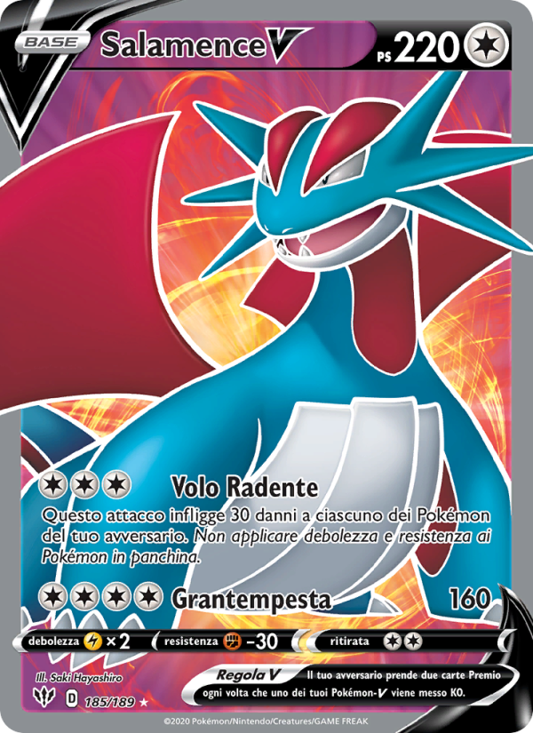 Salamence V 185/201 — Fiamme Oscure (Italian Pokémon TCG card)