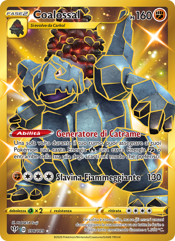 Coalossal 198/201 — Fiamme Oscure (Italian Pokémon TCG card)