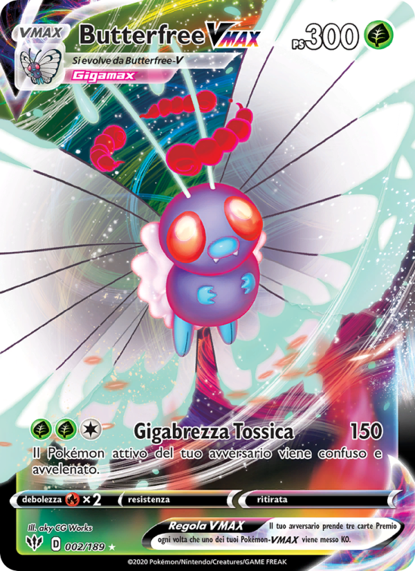 Butterfree VMAX 002/201 — Fiamme Oscure (Italian Pokémon TCG card)