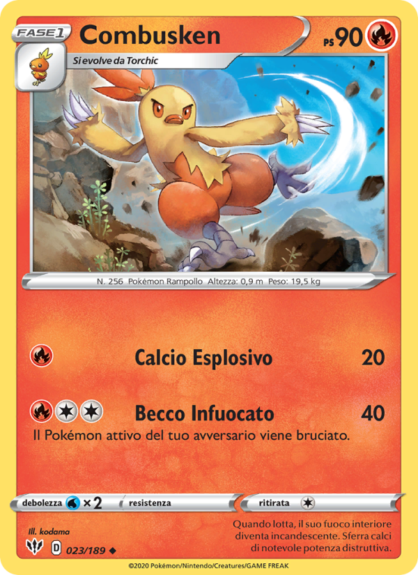 Combusken 023/201 — Fiamme Oscure (Italian Pokémon TCG card)