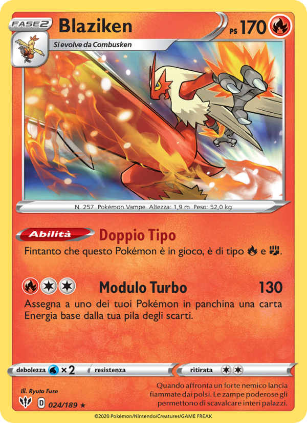 Blaziken 024/201 — Fiamme Oscure (Italian Pokémon TCG card)