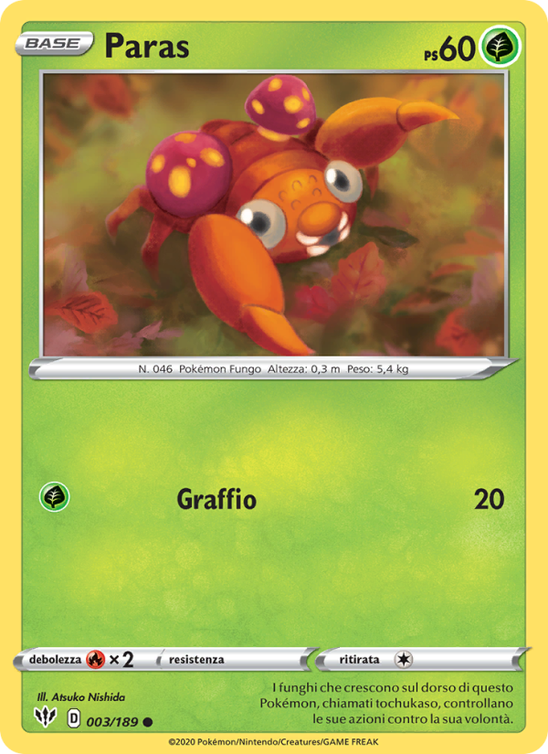 Paras 003/201 — Fiamme Oscure (Italian Pokémon TCG card)