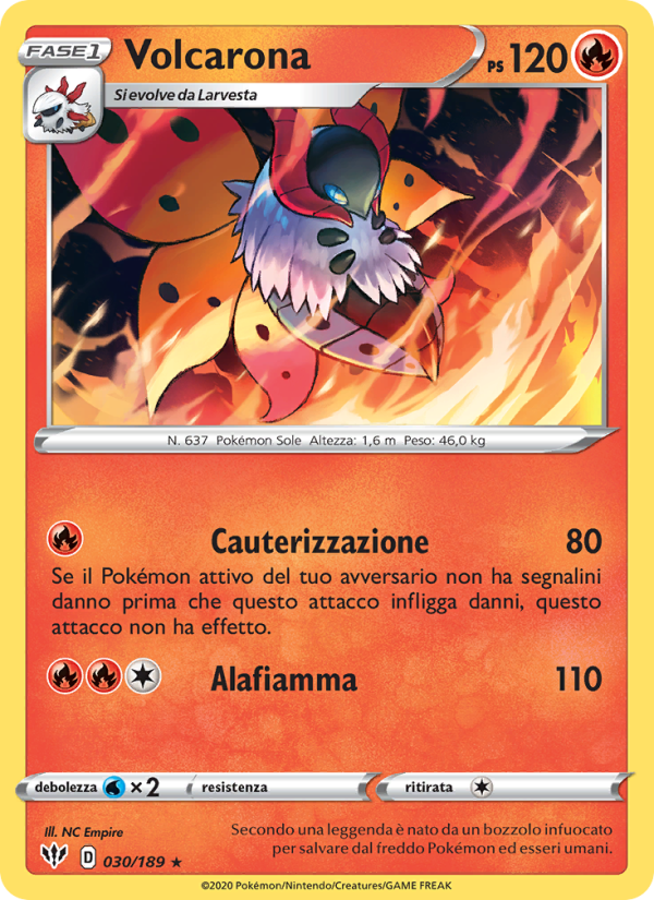 Volcarona 030/201 — Fiamme Oscure (Italian Pokémon TCG card)
