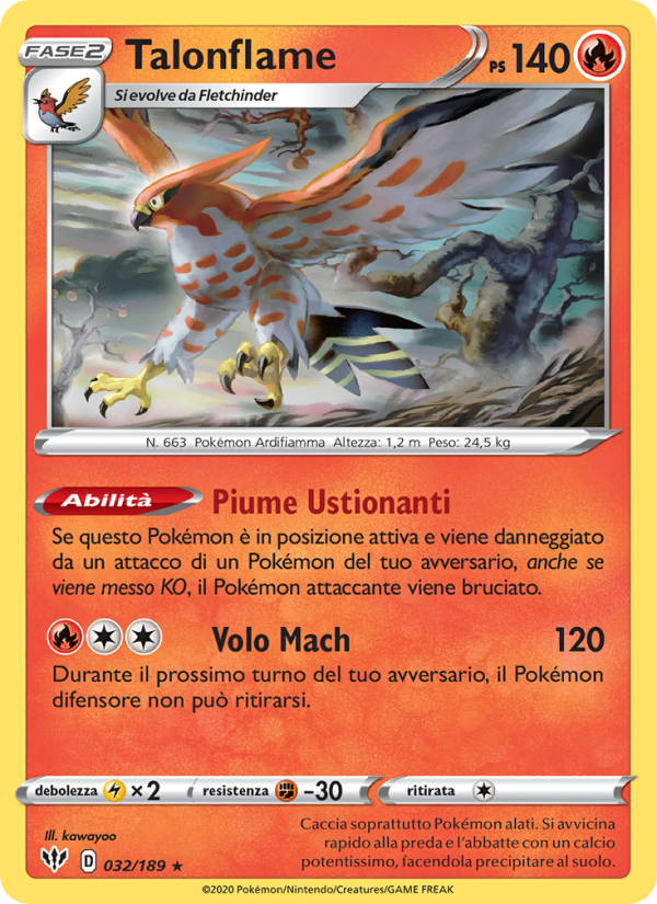 Talonflame 032/201 — Fiamme Oscure (Italian Pokémon TCG card)