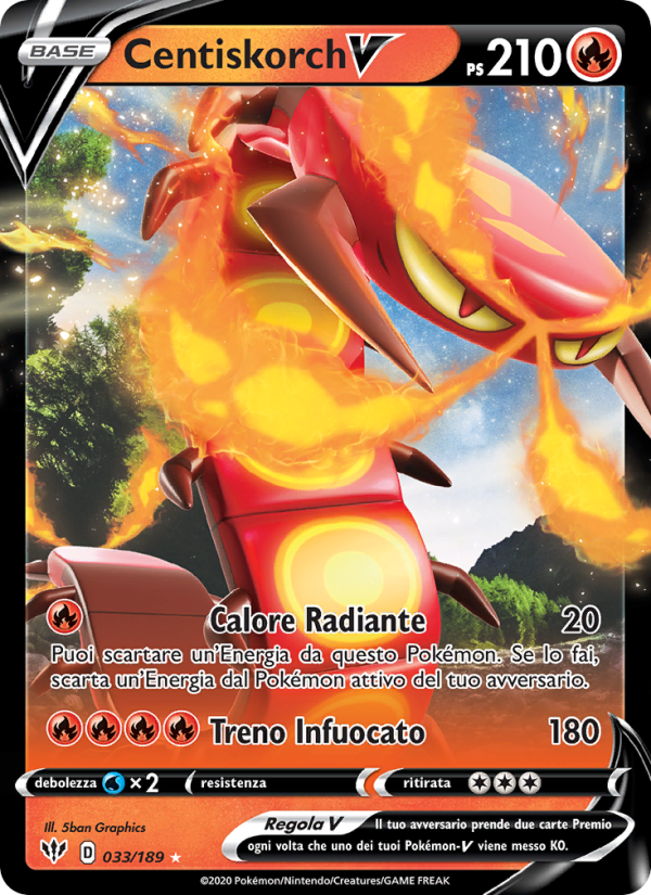 Centiskorch V 033/201 — Fiamme Oscure (Italian Pokémon TCG card)