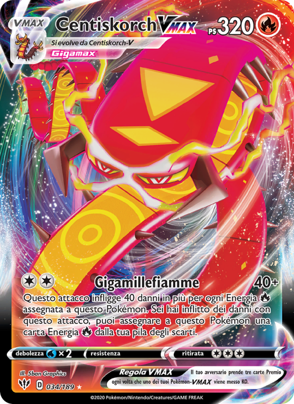 Centiskorch VMAX 034/201 — Fiamme Oscure (Italian Pokémon TCG card)
