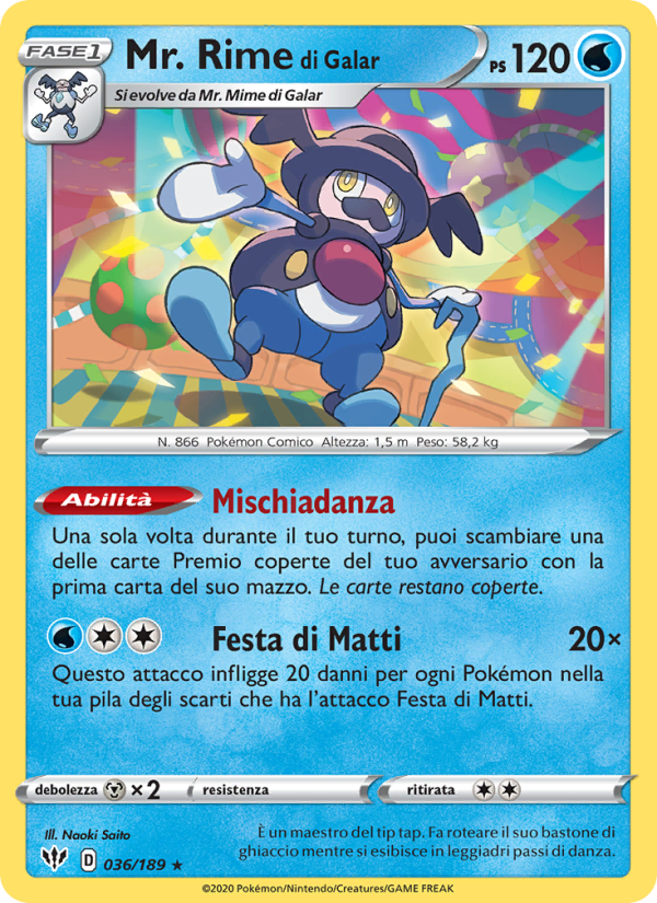 Mr. Rime di Galar 036/201 — Fiamme Oscure (Italian Pokémon TCG card)
