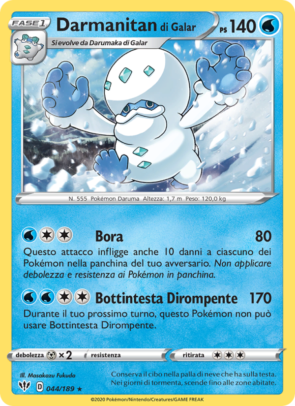 Darmanitan di Galar 044/201 — Fiamme Oscure (Italian Pokémon TCG card)