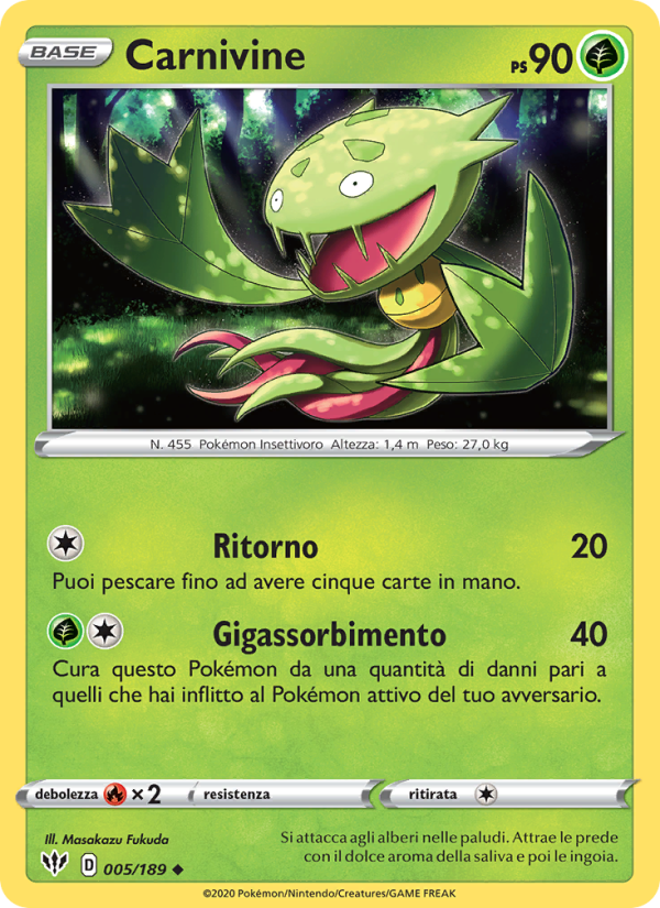Carnivine 005/201 — Fiamme Oscure (Italian Pokémon TCG card)