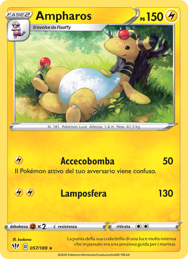 Ampharos 057/201 — Fiamme Oscure (Italian Pokémon TCG card)