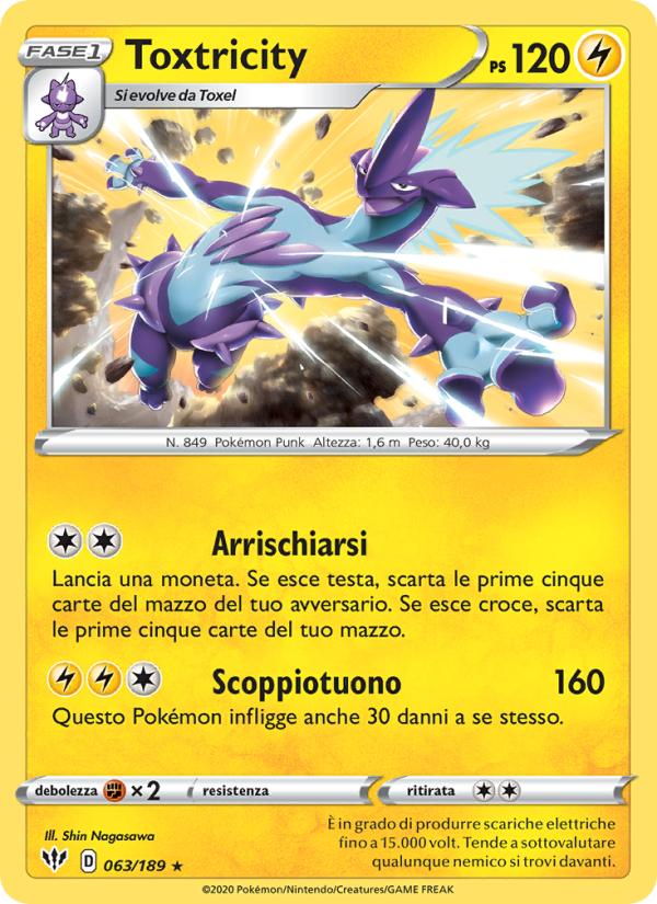 Toxtricity 063/201 — Fiamme Oscure (Italian Pokémon TCG card)