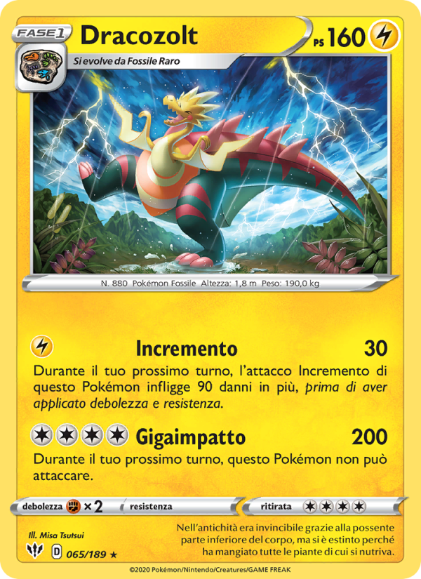 Dracozolt 065/201 — Fiamme Oscure (Italian Pokémon TCG card)