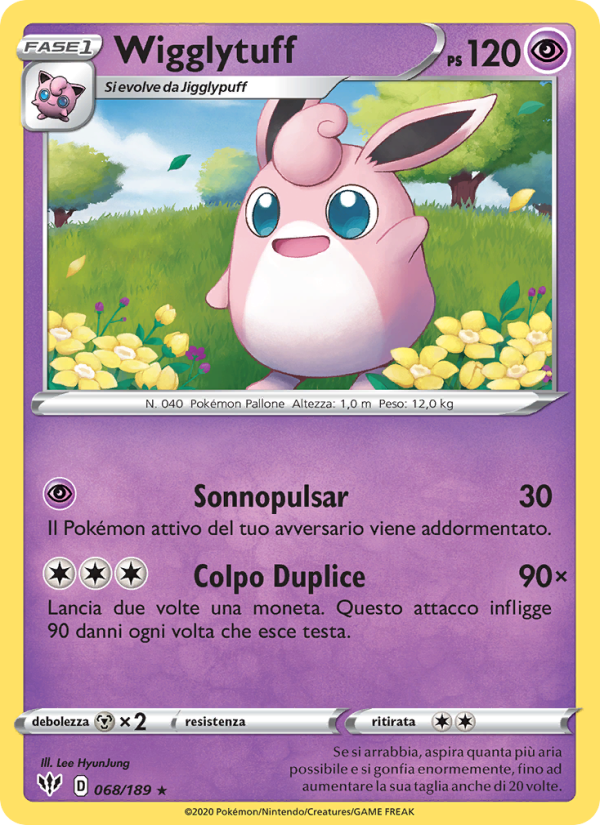 Wigglytuff 068/201 — Fiamme Oscure (Italian Pokémon TCG card)