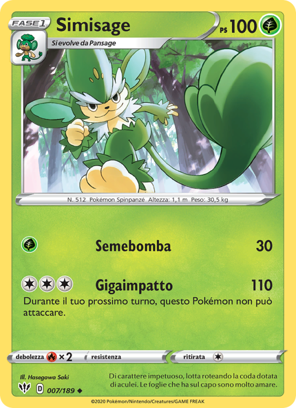 Simisage 007/201 — Fiamme Oscure (Italian Pokémon TCG card)