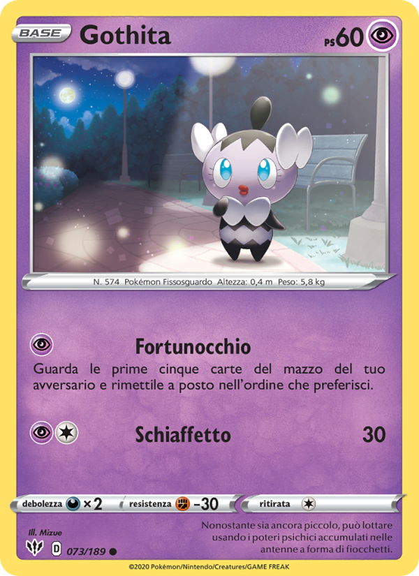 Gothita 073/201 — Fiamme Oscure (Italian Pokémon TCG card)