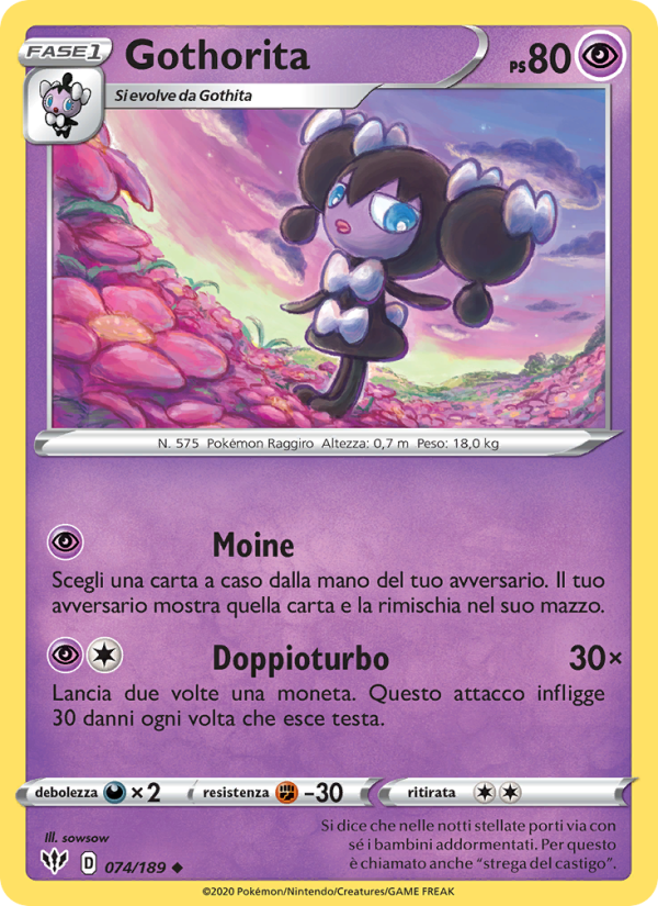 Gothorita 074/201 — Fiamme Oscure (Italian Pokémon TCG card)
