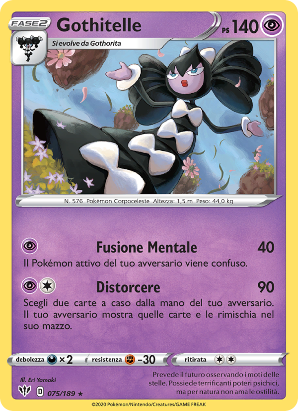 Gothitelle 075/201 — Fiamme Oscure (Italian Pokémon TCG card)