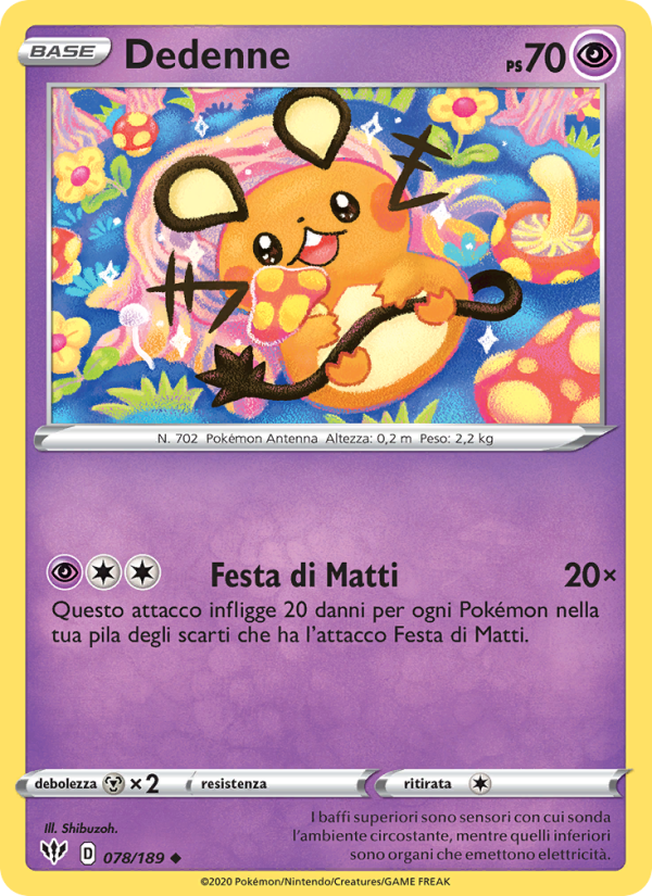 Dedenne 078/201 — Fiamme Oscure (Italian Pokémon TCG card)