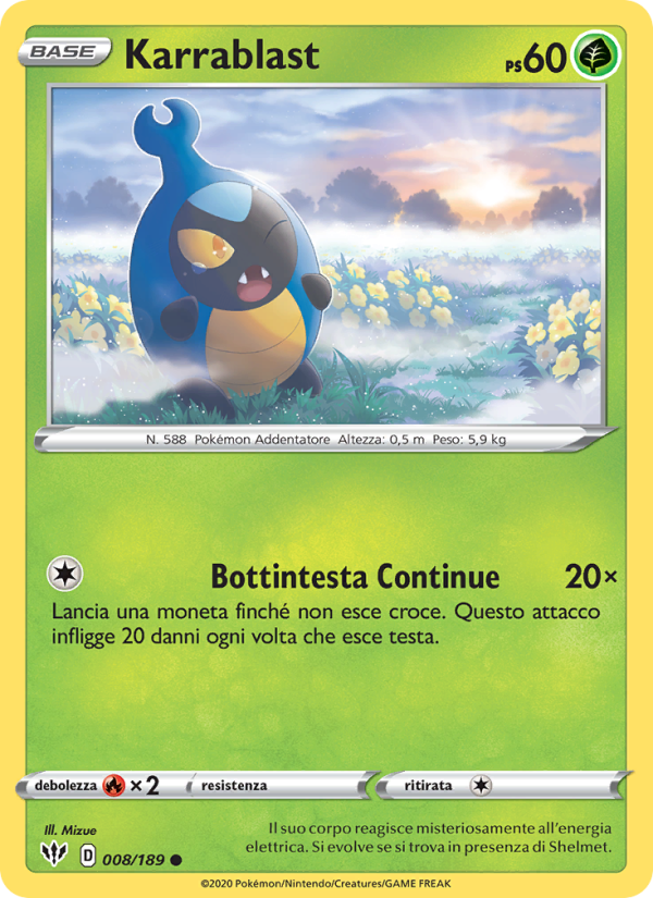 Karrablast 008/201 — Fiamme Oscure (Italian Pokémon TCG card)