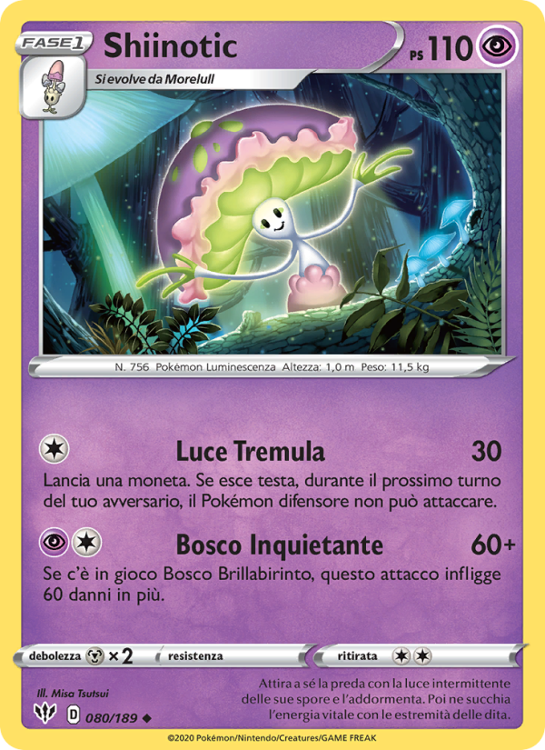 Shiinotic 080/201 — Fiamme Oscure (Italian Pokémon TCG card)