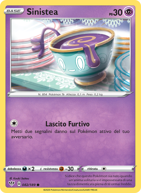 Sinistea 082/201 — Fiamme Oscure (Italian Pokémon TCG card)
