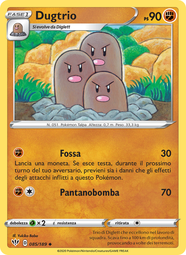 Dugtrio 085/201 — Fiamme Oscure (Italian Pokémon TCG card)