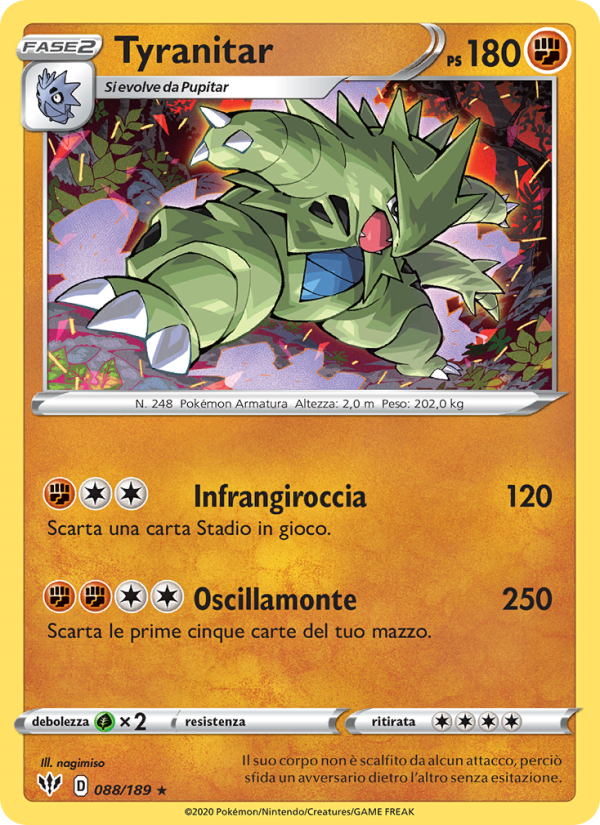 Tyranitar 088/201 — Fiamme Oscure (Italian Pokémon TCG card)