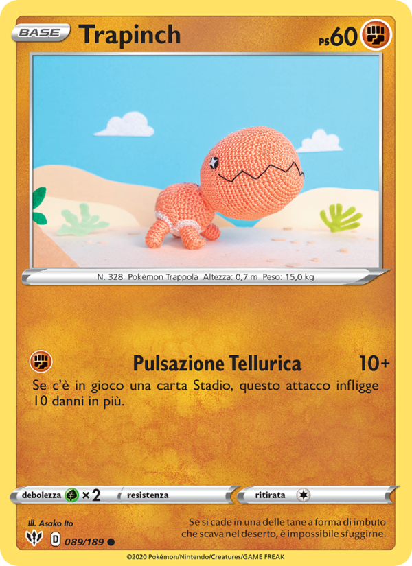 Trapinch 089/201 — Fiamme Oscure (Italian Pokémon TCG card)