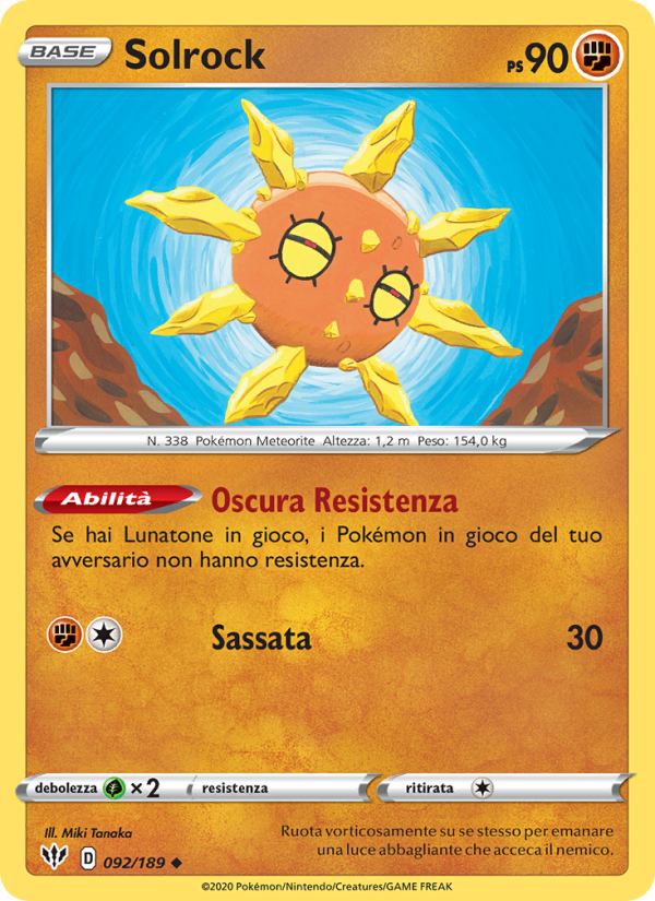 Solrock 092/201 — Fiamme Oscure (Italian Pokémon TCG card)